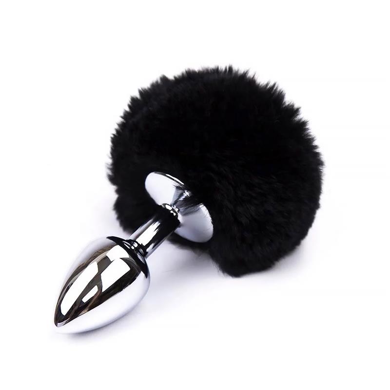 plug-anal-con-pompon-negro-talla-s.jpg En Erotísima, Plug Anal Metálico con Pompón Talla S